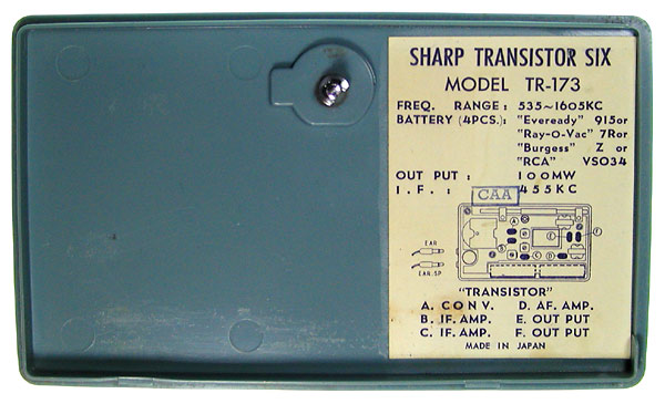 Sharp TR-180 - label 1