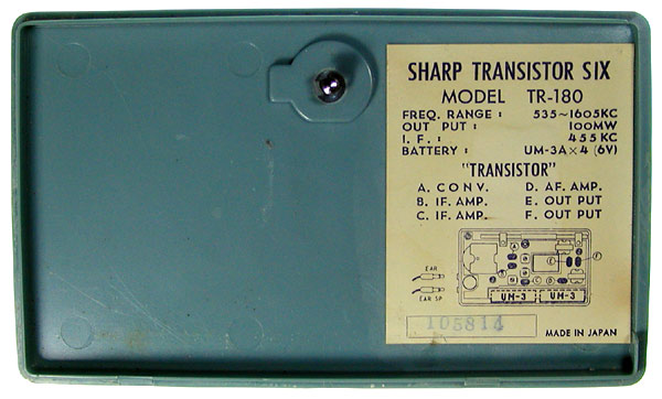 Sharp TR-180 - label 1