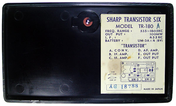 Sharp TR-180 - label 2